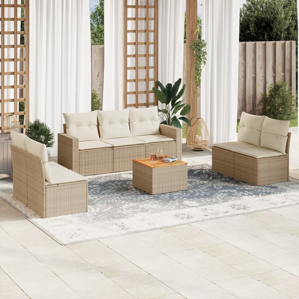 vidaXL 8-delige Loungeset met kussens poly rattan zwart