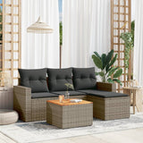 vidaXL 5-delige Loungeset met kussens poly rattan zwart