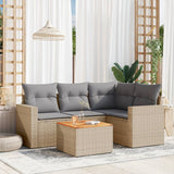vidaXL 5-delige Loungeset met kussens poly rattan zwart