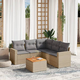 vidaXL 6-delige Loungeset met kussens poly rattan zwart