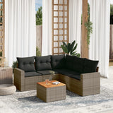 vidaXL 6-delige Loungeset met kussens poly rattan zwart