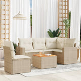 vidaXL 6-delige Loungeset met kussens poly rattan zwart