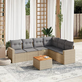 vidaXL 7-delige Loungeset met kussens poly rattan zwart