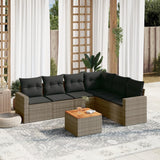 vidaXL 7-delige Loungeset met kussens poly rattan zwart