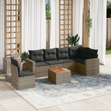 vidaXL 7-delige Loungeset met kussens poly rattan zwart