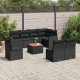 vidaXL 9-piece Poly Rattan Lounge Set with Cushions Black