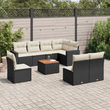 vidaXL 9-piece Poly Rattan Lounge Set with Cushions Black