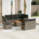 vidaXL 9-piece Poly Rattan Lounge Set with Cushions Black