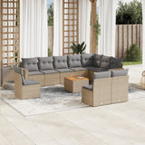 vidaXL 11-Piece Lounge Set with Cushions Poly Rattan Black