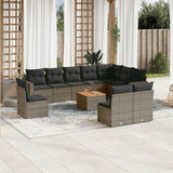 vidaXL 11-Piece Lounge Set with Cushions Poly Rattan Black