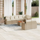 vidaXL 9-delige Loungeset met kussens poly rattan zwart