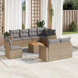 vidaXL 9-delige Loungeset met kussens poly rattan zwart