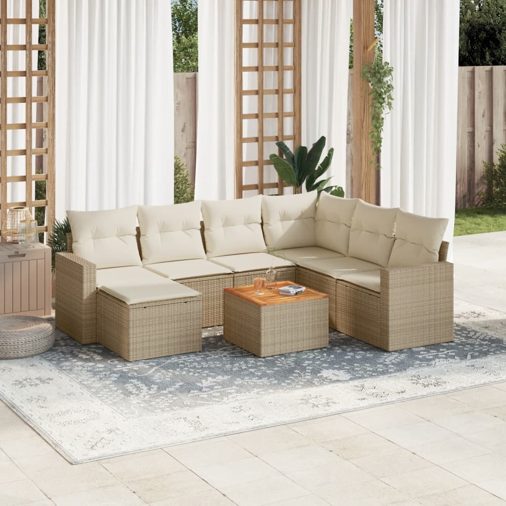 vidaXL 8-delige Loungeset met kussens poly rattan zwart