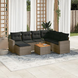vidaXL 8-delige Loungeset met kussens poly rattan zwart