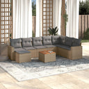 vidaXL 9-delige Loungeset met kussens poly rattan zwart