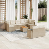 vidaXL 10-delige Loungeset met kussens poly rattan zwart