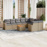 vidaXL 10-delige Loungeset met kussens poly rattan zwart