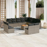 vidaXL 13-delige Loungeset met kussens poly rattan zwart