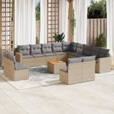 vidaXL 14-delige Loungeset met kussens poly rattan zwart