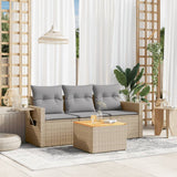 vidaXL 4-delige Loungeset met kussens poly rattan zwart