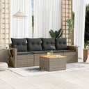 vidaXL 5-delige Loungeset met kussens poly rattan zwart