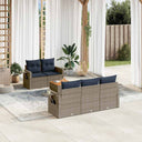 vidaXL 6-Piece Garden Sofa Set with Cushions Black Poly Rattan