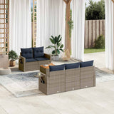vidaXL 6-Piece Garden Sofa Set with Cushions Black Poly Rattan