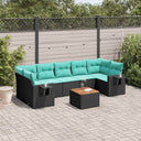 vidaXL 8-delige tuinbankset met kussens, zwart polyrotan