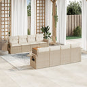 vidaXL 9-delige Loungeset met kussens poly rattan zwart