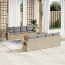 vidaXL 9-delige Loungeset met kussens poly rattan zwart