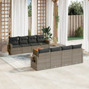 vidaXL 9-delige Loungeset met kussens poly rattan zwart