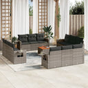 vidaXL 13-delige Loungeset met kussens poly rattan zwart