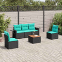 vidaXL 6-Piece Garden Sofa Set with Cushions Black Poly Rattan