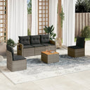 vidaXL 6-delige Loungeset met kussens poly rattan zwart