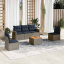 vidaXL 6-Piece Garden Sofa Set with Cushions Black Poly Rattan