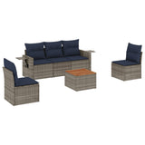 vidaXL 6-Piece Garden Sofa Set with Cushions Black Poly Rattan