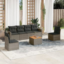 vidaXL 7-delige Loungeset met kussens poly rattan zwart