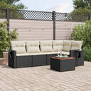 vidaXL 6-delige Loungeset met kussens poly rattan zwart