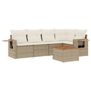 vidaXL 6-delige Loungeset met kussens poly rattan zwart