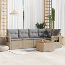 vidaXL 6-delige Loungeset met kussens poly rattan zwart