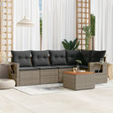 vidaXL 6-delige Loungeset met kussens poly rattan zwart