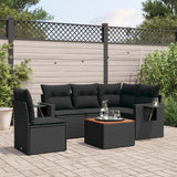 vidaXL 6-Piece Lounge Set with Cushions Poly Rattan Black