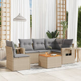 vidaXL 6-Piece Lounge Set with Cushions Poly Rattan Black