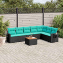 vidaXL 8-delige tuinbankset met kussens, zwart polyrotan
