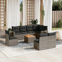 vidaXL 9-delige Loungeset met kussens poly rattan zwart