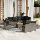 vidaXL 9-delige Loungeset met kussens poly rattan zwart
