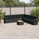 vidaXL 10-delige Loungeset met kussens poly rattan zwart