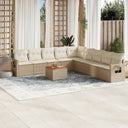 vidaXL 10-delige Loungeset met kussens poly rattan zwart