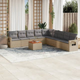 vidaXL 10-piece Lounge Set with Cushions Poly Rattan Black