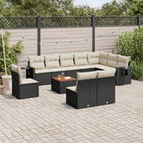 vidaXL 11-delige Loungeset met kussens poly rattan zwart